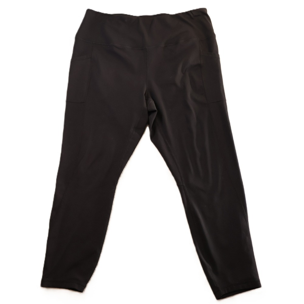 Reebok Womens XL Leggings Black High Rise Side Pockets Activewear REW233LE03